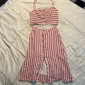 Red & White skirt set